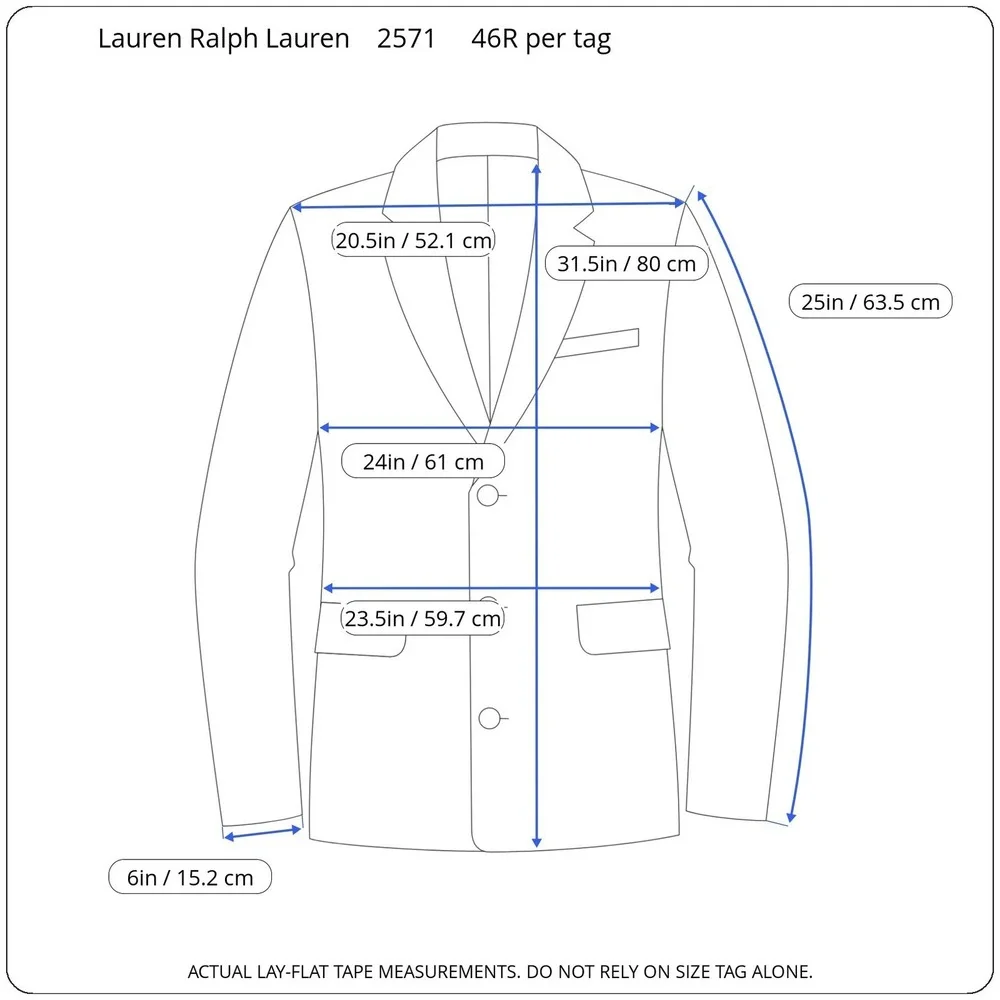 Lauren Ralph Lauren Wool Sport Coat Mens 46R Brown Herringbone 2 Button Blazer